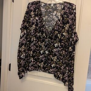 BP Black and Pink Floral Blouse